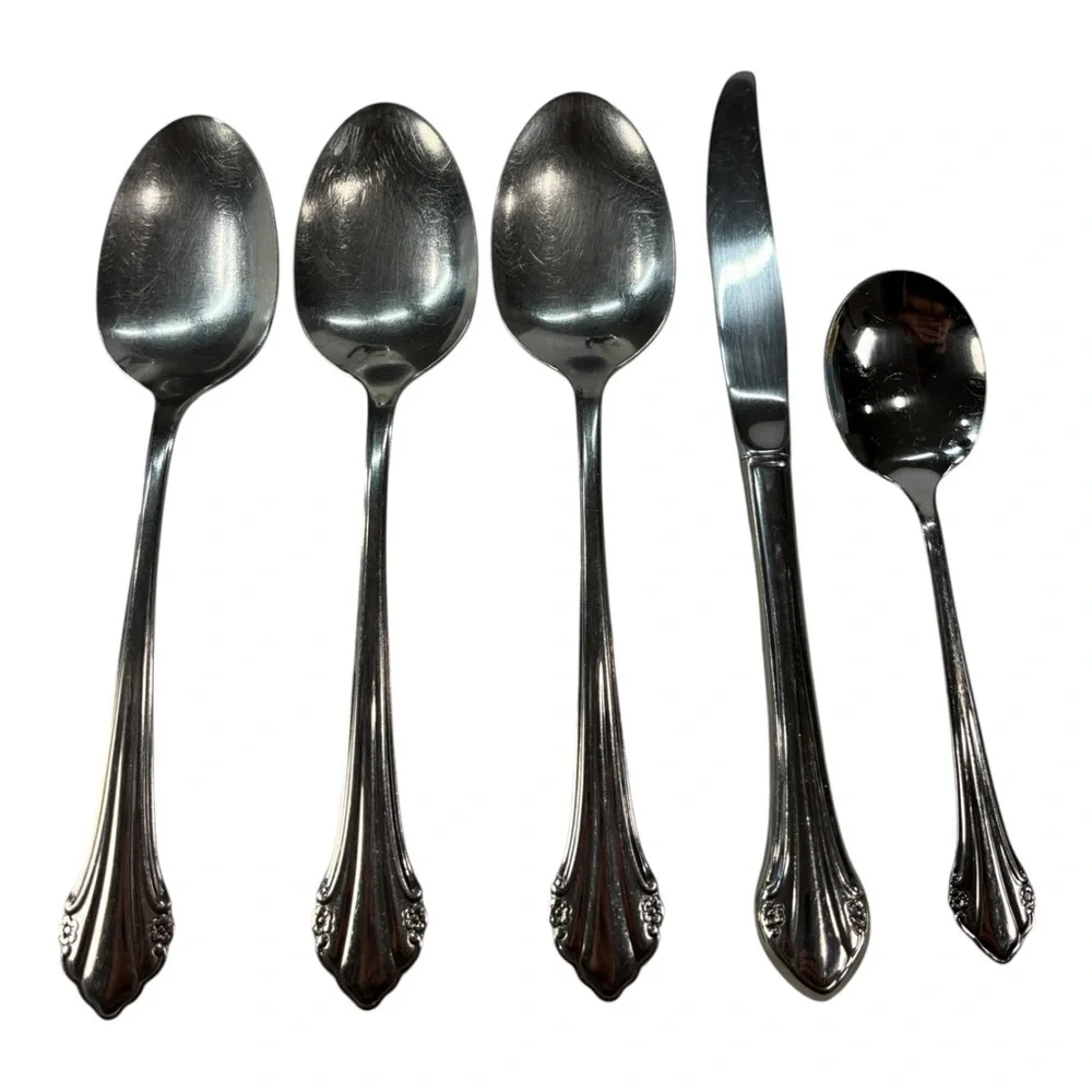 5 Pc Oneida Canada Bittersweet/Repose Serving Set Stainless Steel Spoons Knife